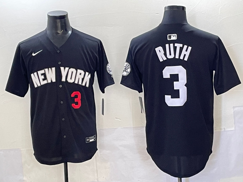 Men 2025 New York Yankees #3 Ruth black  Nike MLB Jersey style 725006->new york yankees->MLB Jersey